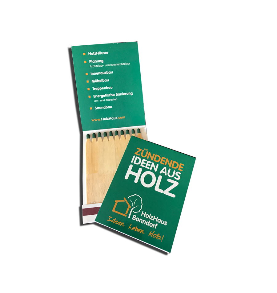 Bild Streichholzbriefchen Art. 140 mit Werbeaufdruck